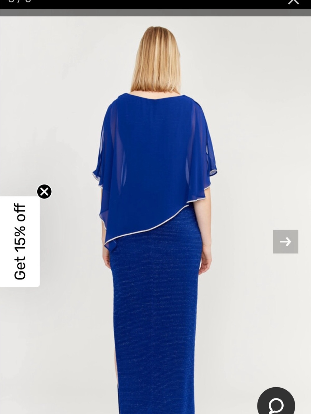Frank Lyman Design Royal Blue Maxi Dress with Sheer Overlay - Picture 6 of 9